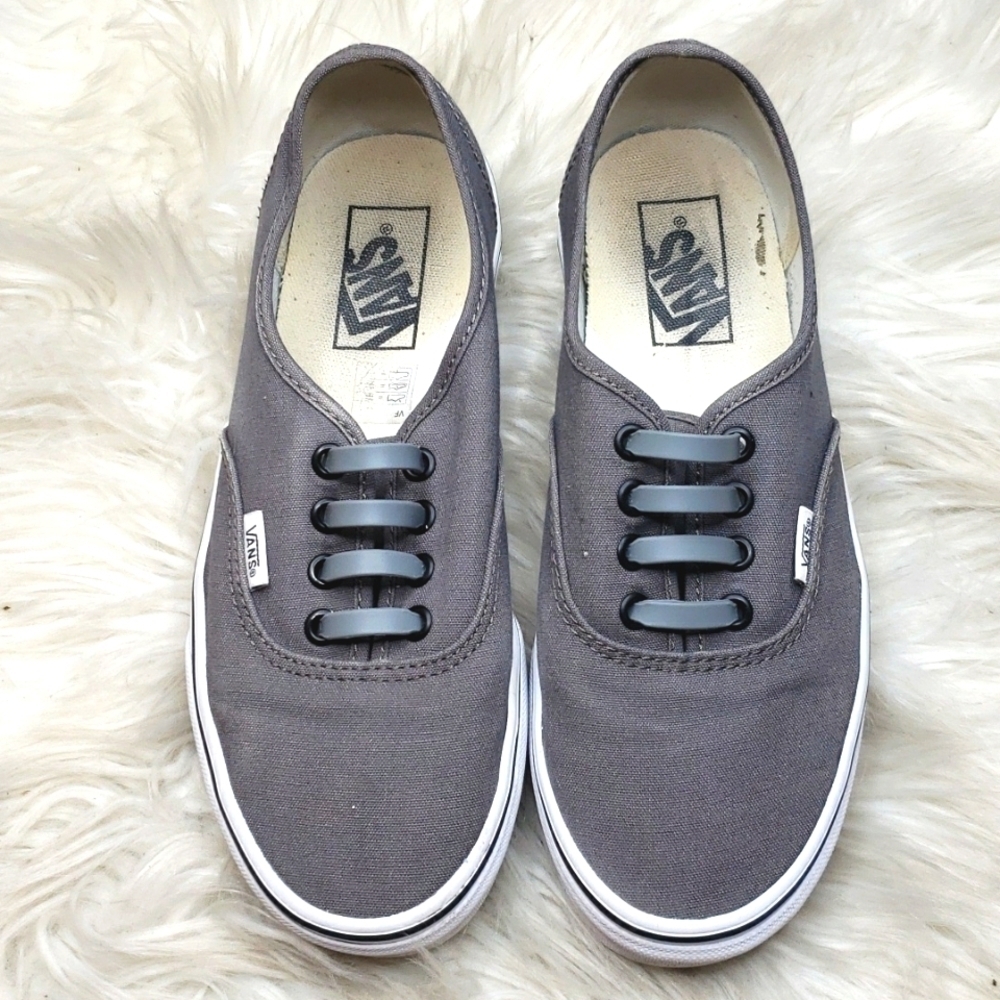 Vans Authentic Pewter Black M6/W7.5 Silicon Stretch Laces Deck Shoes